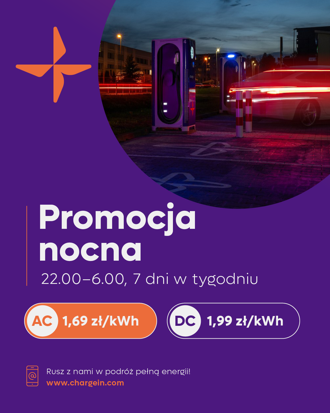 Nocna promocja na stacjach ładowania ChargeIn.