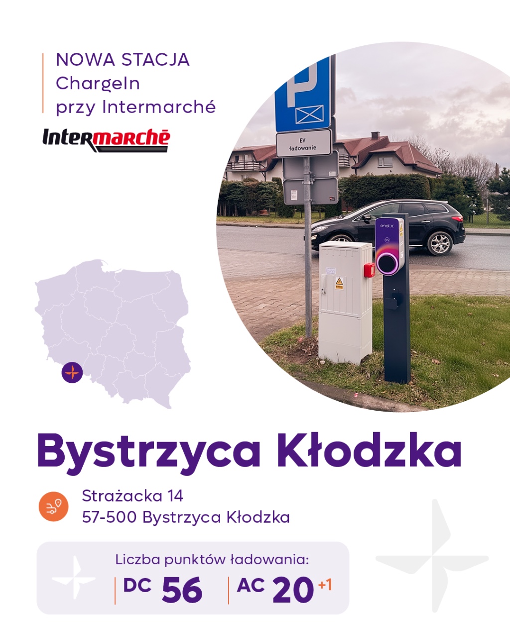 Stacja ładowania ChargeIn w Bystrzycy Kłodzkiej.