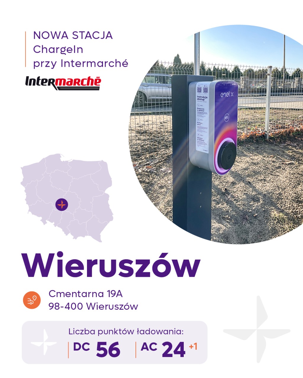 Stacja ładowania ChargeIn w Wieruszowie.