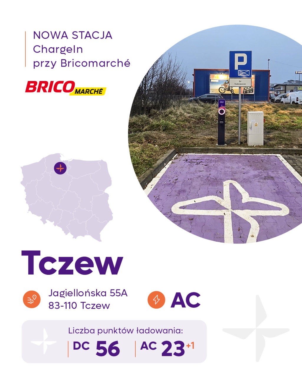 Stacja ładowania ChargeIn w Tczewie.